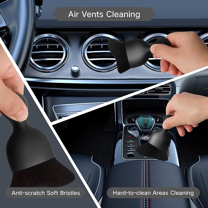 Qydipclin 7pcs Windshield Cleaner Tool Car Window Cleaning Wash Kit with 4 Reusable Microfiber Pads 1 Spray Bottle and Extendable Handle Auto Glass Wiper Kit, Gray