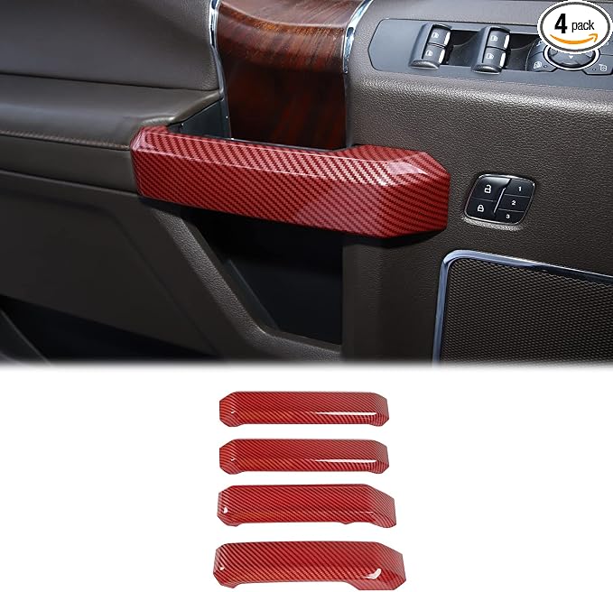 Voodonala Inner Door Handle Covers Trim for Ford F150 2015 2016 2017 2018 2019 2020(Red Carbon Color)