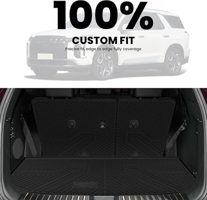 LASFIT Cargo Trunk Mat & Backrest Mats for Hyundai Palisade 2025 2024 2023 2022 2021 2020 All Weather TPE Custom Fit Car Trunk Mats Cargo Liner & Seatback Mats Accessories, Black