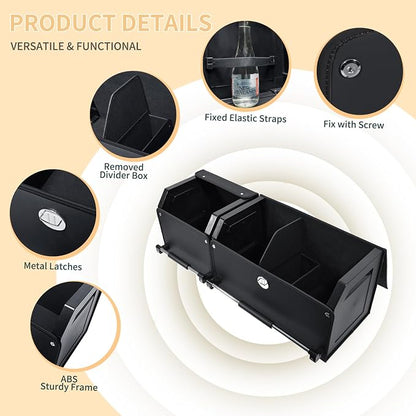Car Trunk Organizer, Leather Trunk Organizer for SUV with Lid and Sturdy Handle Collapsible Adjustable Storage (Black, 33 x 11.4 x 12.2in)