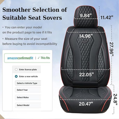 Coverado Seat Covers, Car Seat Covers Front Seats, Black Car Seat Cover, Waterproof Automotive Seat Covers, Seat Cushion, Front Car Seat Covers Leatherette Car Seat Protector Universal Fit Most Cars