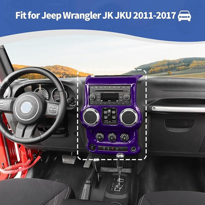 RT-TCZ for Jeep JK Purple Dash Accents Radio A/C Controls Cover Trim for Jeep Wrangler JK JKU 2011-2017 ABS Interior Accessories 2pcs