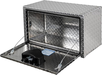 Buyers Products 1705150 Diamond Tread Aluminum Underbody Truck Tool Box, 14 x 12 x 24, Made in USA, .100 in. Thick, Corrosion Resistant, Locking Compression Latch, Secure Storage for Work Trucks
