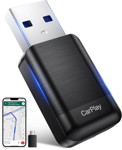 Wireless CarPlay Adapter for Apple iPhone, 2026 Convert Wired to Car Play Wireless, Plug & Play, Auto-Connect, Ultra Mini Car Play Adapter with USB A/C, No Latency for iPhone iOS 10+(2017+ Vehicles)
