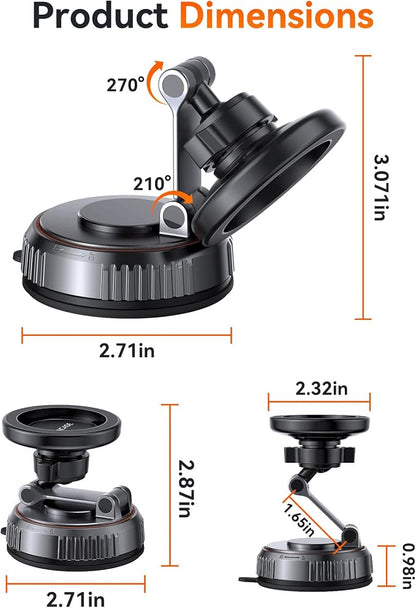 Miracase for MagSafe Car Mount[3600gf Strong Magnet & 89+LBS Suction Base]Vacuum Magnetic Phone Holders for Your Car, 360° Adjustable Dashboard & Windshield Mount with Dash Accents for All Smartphones