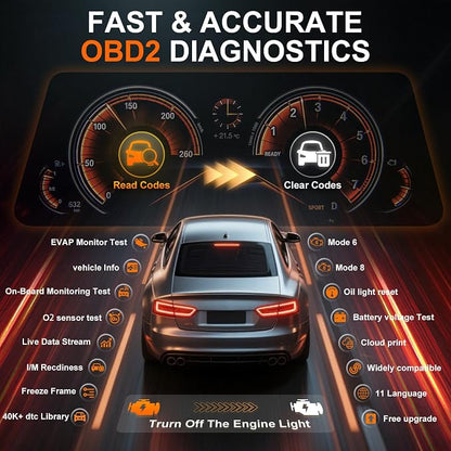 OBD2 Scanner, Code Reader OBDII Scan Tool for Check Engine Light/Oil Light Reset, Fast and Accurate Fault Diagnostic Scan Tool for Car 1996+, 2.8'' Color Screen