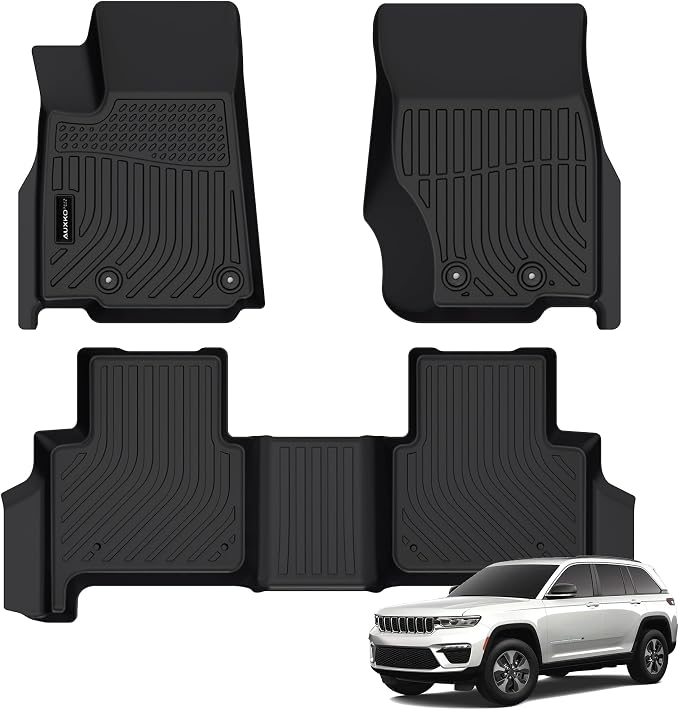 AUXKO All Weather Floor Mats Fit for Jeep Grand Cherokee(WL Include 4xe, Not WK2 or WL75) 2022-2025 2026 5 Seat Only TPE Rubber Liners All Season Guard Odorless Anti-Slip Floor Mats