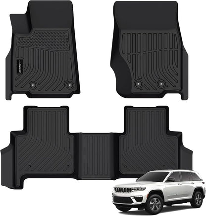 AUXKO All Weather Floor Mats Fit for Jeep Grand Cherokee(WL Include 4xe, Not WK2 or WL75) 2022-2025 2026 5 Seat Only TPE Rubber Liners All Season Guard Odorless Anti-Slip Floor Mats