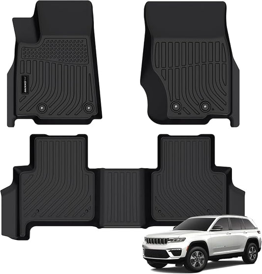 AUXKO All Weather Floor Mats Fit for Jeep Grand Cherokee(WL Include 4xe, Not WK2 or WL75) 2022-2025 2026 5 Seat Only TPE Rubber Liners All Season Guard Odorless Anti-Slip Floor Mats