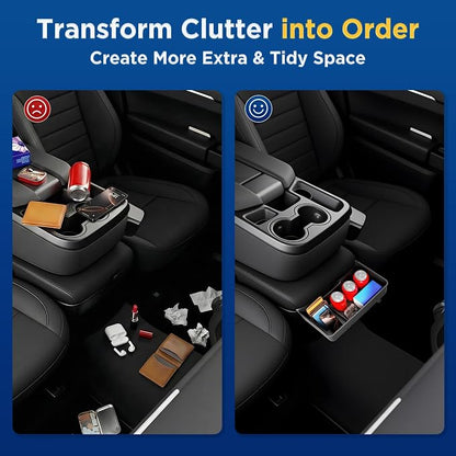 Center Console Hanging Organizer Tray for Chevy Silverado/Sierra 1500(2019-2026) & Silverado/Sierra 2500HD 3500HD(2020-2026) Accessories(Split-Bench Folding Seat Only) Black