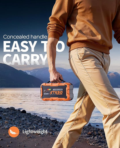 TREKURE Portable Car Jump Starter 8000A 26800mAh, Car Battery Jump Starter for All Gas and 12L Diesel Engines, Battery Jumper, Portable Jump Box Car Battery with Fast Charge, LED Light - Orange