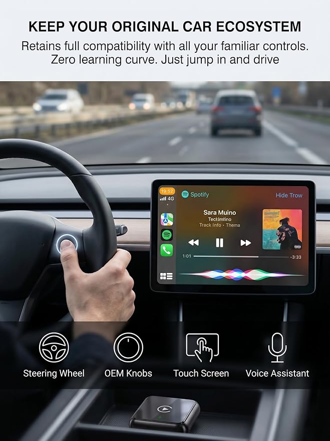 2 in 1 Wireless CarPlay and Android Auto Adapter, Fast 5.8GHz Stable Dongle for Family Share, Reduce Phone Unplugging on Commute, Premium Aluminum Black Case