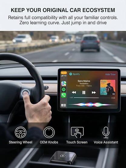 2 in 1 Wireless CarPlay and Android Auto Adapter, Fast 5.8GHz Stable Dongle for Family Share, Reduce Phone Unplugging on Commute, Premium Aluminum Black Case