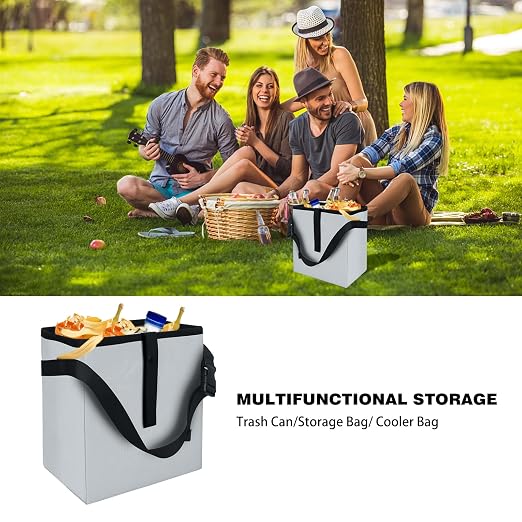 Homelove Car Trash Can, Leak-Proof Waterproof Trash Bin Collapsible Portable Auto Garbage Bag Large Capacity Trashcan Storage Bag Multipurpose Car Organizer Hanging (Light-Gray)