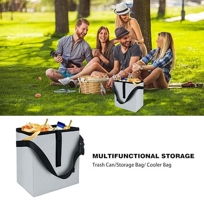 Homelove Car Trash Can, Leak-Proof Waterproof Trash Bin Collapsible Portable Auto Garbage Bag Large Capacity Trashcan Storage Bag Multipurpose Car Organizer Hanging (Light-Gray)
