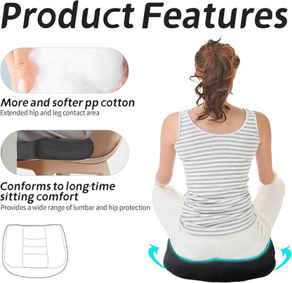 Car Booster Thick Height Adjustable Seat Cushion with Breathable Mesh Cover, Portable Seat Cushion for Driving, Office Chairs Wheelchairs Trucks SUV's and Home Use Black