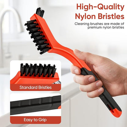 10PCS Nylon Cleaning Brushes for Tight Spaces, Non Scratch Detail Cleaning Brush Set for Window Tracks, Kitchen, Bathroom, Keyboard, Car Detailing & Household Cleaning