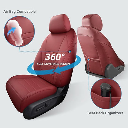 Custom for Honda Accord Seat Covers 2023 2024 2025 2026 EX,SE,EX-L,Sport-L,Touring & 2023-2026 (Hybrid) Sport,Touring,EXL,Sport-L, (Rear Row W/40/60 Split Backrest) - Burgundy