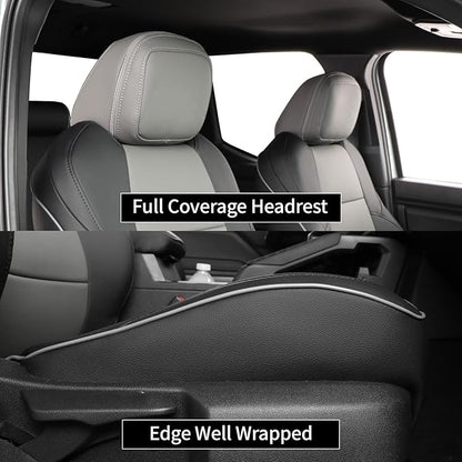 EKR Custom Fit Tacoma Front Car Seat Covers for Toyota Tacoma (Petrol & Hybrid) 2024 2025 2026 Double cab SR/SR5/TRD Sport/TRD Off-Road/Limited - Front Row Only,Faux Leather(Black/Gray)