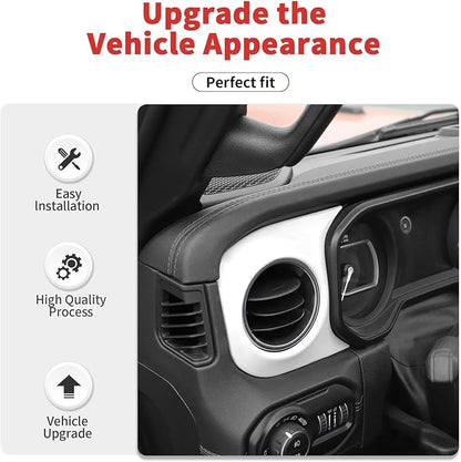 Center Console Dashboard Decorative Panel Trim Cover Kit Compatible with 2024-2026 Jeep Wrangler JL JLU & Jeep Gladiator JT(White)