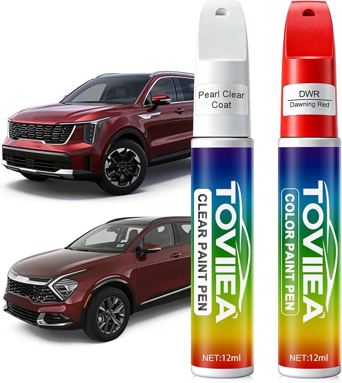 Dawning Red(DWR) Touch Up Paint Compatible with KIA,2-In-1 Car Scratch Remover Pen,Car Paint Scratch Repair Kit for Scratches,Chips & Nicks,2-PCS SET