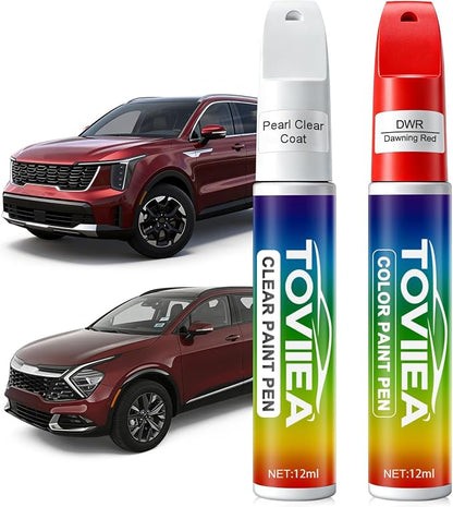 Dawning Red(DWR) Touch Up Paint Compatible with KIA,2-In-1 Car Scratch Remover Pen,Car Paint Scratch Repair Kit for Scratches,Chips & Nicks,2-PCS SET