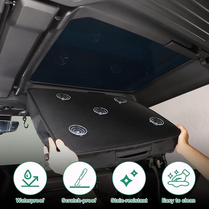 Car Sunroof Organizer Bag Compatible with 2024 2025 Hummer EV Hardtop Roof Panel Storage Bag Waterproof Foldable Multi-Function Car Rooftop Carrier Sunroof Storage Bags (Front Right Side)