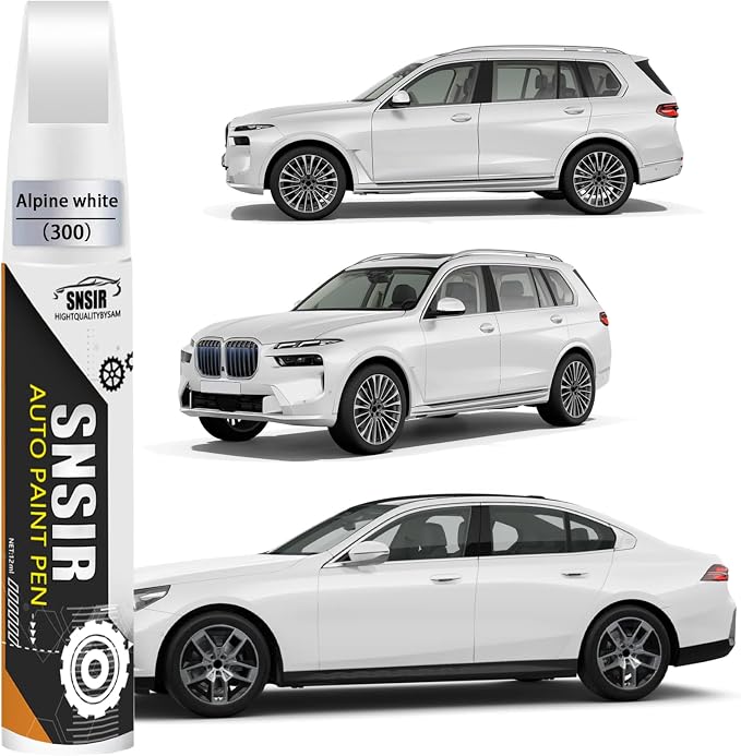 Car Touch up Paint(300 Alpine White) Compatible with BMW | Automotive Paint Pen for BMW X1/X2/X3/X4/X5/X6/X7/Z4/iX/i4/i5/i7, Car Paint Pen Scratch Repair Two-In-One Touch Up Paint