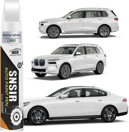 Car Touch up Paint(300 Alpine White) Compatible with BMW | Automotive Paint Pen for BMW X1/X2/X3/X4/X5/X6/X7/Z4/iX/i4/i5/i7, Car Paint Pen Scratch Repair Two-In-One Touch Up Paint