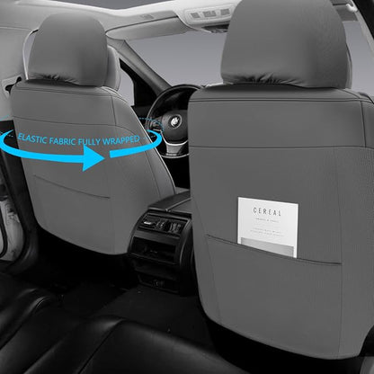 NS YOLO Full Coverage Leather Car Seat Covers for Cars,SUVs and Pick-up Trucks,Car Seat Protector,Automotive Seat Covers,Car Seat Cushion,Grey Seat Cover,Front Seat Cover for 2 Seats