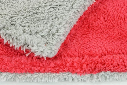 Autofiber Royal Plush Double Pile Microfiber Detailing Towel - Pack of 3, Red/Gray (16 inch x 16 inch, 600 GSM)
