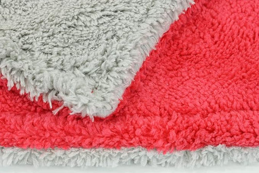 Autofiber Royal Plush Double Pile Microfiber Detailing Towel - Pack of 3, Red/Gray (16 inch x 16 inch, 600 GSM)
