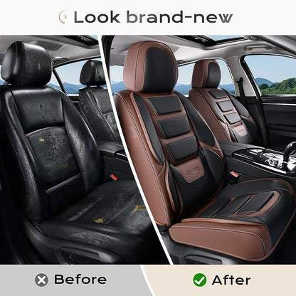 Coverado Car Seat Covers, Front Covers for Cars, Car Seat Cover Front Seats, Car Seat Protector Waterproof, Leather Car Seat Cushion, Universal Interior Covers Seat Protectors for Most Cars