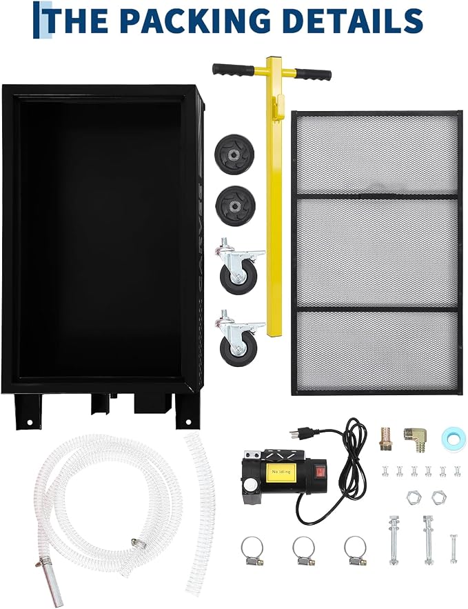 Garvee 20 Gallon Oil Drain Pan, 110V Waste Oil Drain Pan for Oil Change, Steel, 8-8.2 ft Hose& Folding Handle&Rolling Cart, Heavy Duty for Trucks,Black
