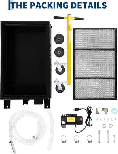 Garvee 20 Gallon Oil Drain Pan, 110V Waste Oil Drain Pan for Oil Change, Steel, 8-8.2 ft Hose& Folding Handle&Rolling Cart, Heavy Duty for Trucks,Black