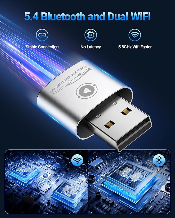 vnilrgle Wireless CarPlay Adapter for Apple iPhone（2026 Upgraded） Mini Design, Converts Factory Wired to Wireless Adapter for CarPlay, Plug and Play, Auto Connect Fast and Stable(White)
