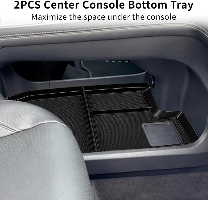 Zxiaochun 2PCS Bottom Layer Console Tray Compatible with 2021-2026 Toyota Sienna Accessories, Lower Center Console Organizer Storage Box, ABS Plastic