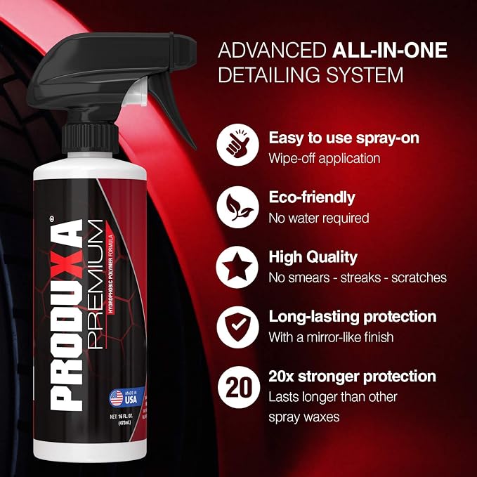 Premium Hydrophobic Waterless Car Detailer Spray-Ceramic Spray Wax, Paint Sealant, UV Protection | All-in-One Car Detailing Kit for Cars, Trucks, Motorcycles & RVs + 5 Microfiber Towels