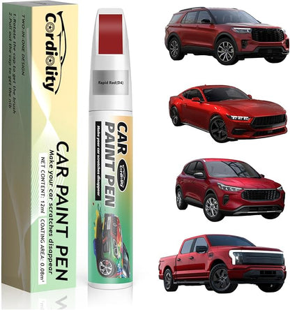 Car Touch Up Paint Rapid Red(D4) for Ford, Color Accurate Car Scratch Repair Remover Pen Fix Auto Paint Chips and Nicks