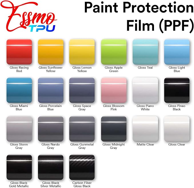 PPF Paint Protection Film Gloss Black Silver Metallic Self Healing Auto Bra Vinyl Wrap Invisible Scratches Shield Sheet DIY 2pcs 4"x8" Sample
