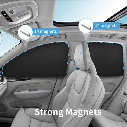 Car Curtains for Side Window - Thin Suede 4 Pcs Privacy Sun Shades Magnetic 100% Block Light Car Window Covers with Cooler Feeling (Thin, 4pcs)