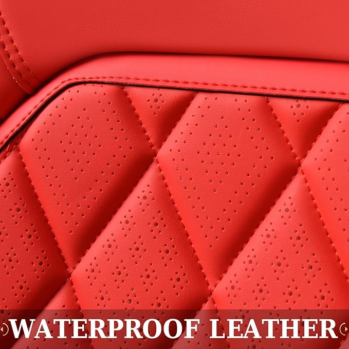 Coverado Leather Seat Covers, Car Seat Cover Front Seats, Waterproof Seat Covers, Luxury Faux Leather Car Seat Protectors, Red Car Seat Cover, Automotive Seat Covers Universal Fit for Most Cars