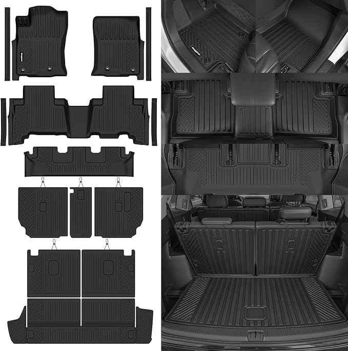 Floor Mats for Toyota 4Runner 7 Seats 2013-2024, Trunk Mat and Backrest Mat & Door Sill Guard All Weather TPE Protector for Toyota 4Runner Accessories