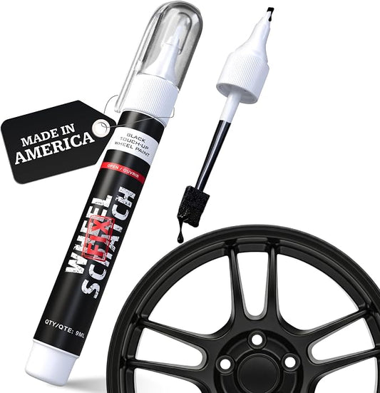 Wheel Scratch Fix® Matte Black Magic Car Scratch Remover Pen - Alloy Wheel Touch Up Paint Pen for Cars, Curb Rash Removal with Fast-Drying & Long-Lasting OEM Finish, Vehicles Rim Repair Paint for Chip (Matte Black (Pen Only))