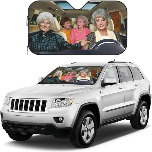 Funny Windshield Sun Shade Foldable Sunshade for Car Windshield Covers Blocks UV Rays Automotive Interior Sun Protection 51 x 27.5 in