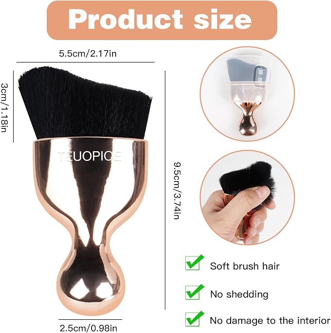 Car Interior Cleaning Brush, Car Duster Interior,Car Detailing Brush Dusting Brush,Car Interior Cleaning Tool, Auto Soft Hair Car Brush,Auto Interior Dust Brush for Air Vents(Rose Gold)