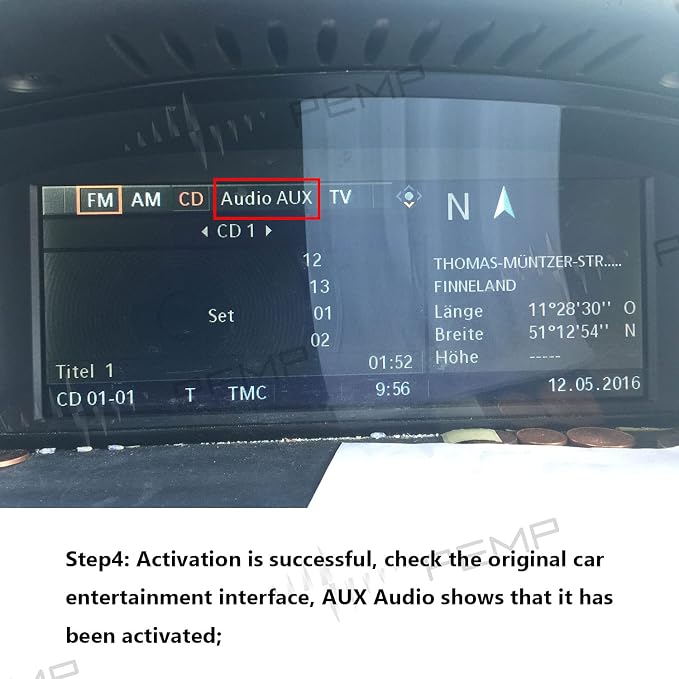 PEMP E60 Aux Activator Adapter Open the Aux Audio of the Original Car for BMW E60 E61 E63 E64 CCC 2003-2010 (Note the Step 4)