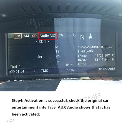 PEMP E60 Aux Activator Adapter Open the Aux Audio of the Original Car for BMW E60 E61 E63 E64 CCC 2003-2010 (Note the Step 4)