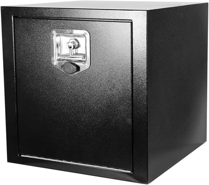 18"X18"X18" Underbody Steel Utility Truck Tool Box Chest With Lock and Keys，Heavy Duty Trailer Toolbox for Pick Up Truck RV Trailer, Black Storage Organizer Box