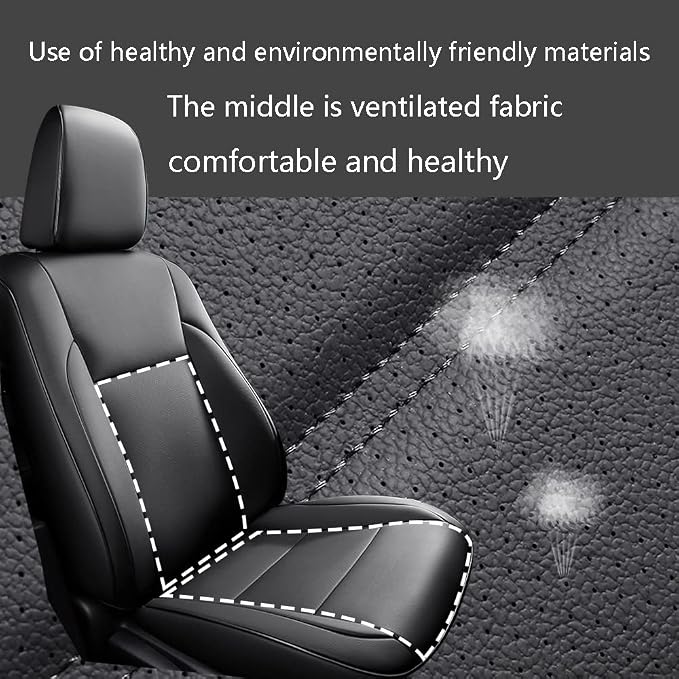 CocheFamilia Custom Fit Corolla Car Seat Covers for Select 2023 2024 2025 Toyota Corolla Hybird LE - Full Set,Leather (Black)
